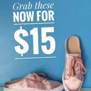 FOREVER 21 blush pink satin slide-on sneakers
